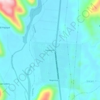 Carte topographique Naranjillo, altitude, relief