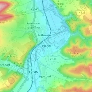 Carte topographique Oelknitz, altitude, relief