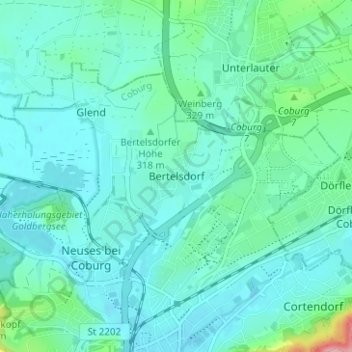 Carte topographique Bertelsdorf, altitude, relief