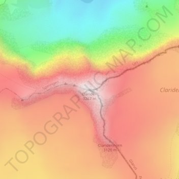 Carte topographique Clariden, altitude, relief
