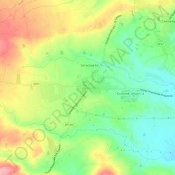 Carte topographique Chiesanuova, altitude, relief