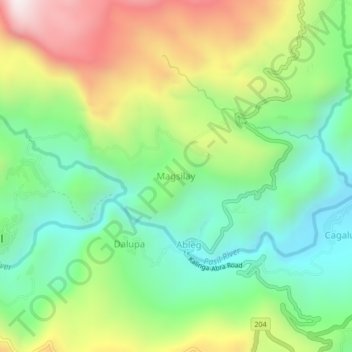 Carte topographique Magsilay, altitude, relief