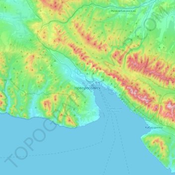 Carte topographique Novorossiisk, altitude, relief