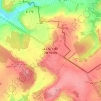 Carte topographique La Chapelle-en-Vexin, altitude, relief