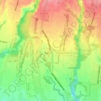 Carte topographique Tebongkan, altitude, relief