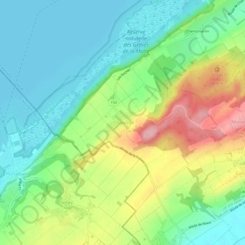 Carte topographique Chabrey, altitude, relief