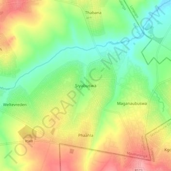 Carte topographique Siyabuswa, altitude, relief