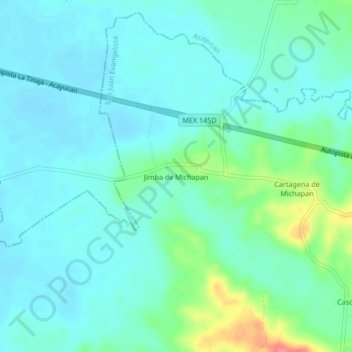 Carte topographique Jimba de Michapan, altitude, relief