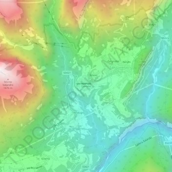 Carte topographique Dorsino, altitude, relief