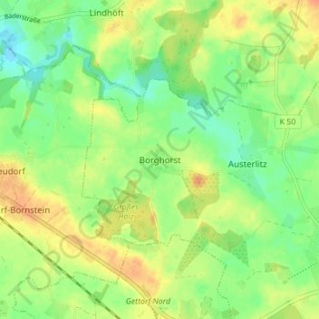 Carte topographique Borghorst, altitude, relief