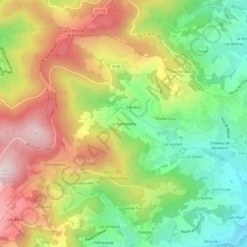 Carte topographique Le Barthelemy, altitude, relief