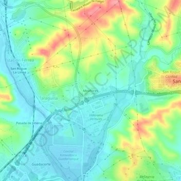 Carte topographique Miraflores, altitude, relief