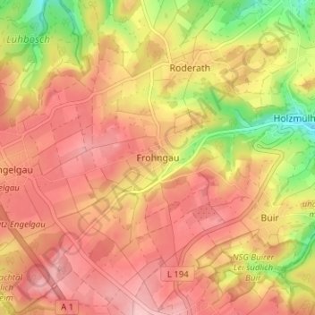 Carte topographique Frohngau, altitude, relief