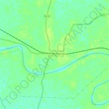 Carte topographique Kampur, altitude, relief