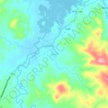 Carte topographique Usab, altitude, relief