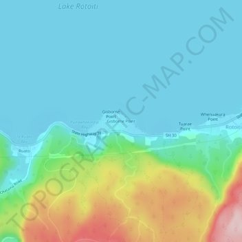 Carte topographique Gisborne Point, altitude, relief