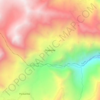 Carte topographique Orogolday, altitude, relief