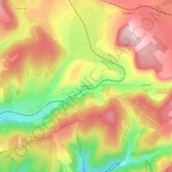 Carte topographique Le Mazel, altitude, relief