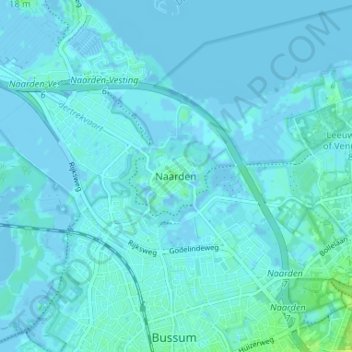 Carte topographique Naarden, altitude, relief
