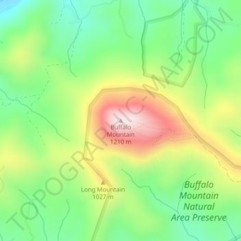Carte topographique Buffalo Mountain, altitude, relief