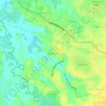 Carte topographique Bojong, altitude, relief