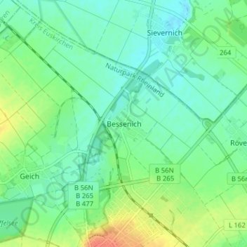 Carte topographique Bessenich, altitude, relief