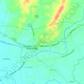 Carte topographique Calaocan, altitude, relief