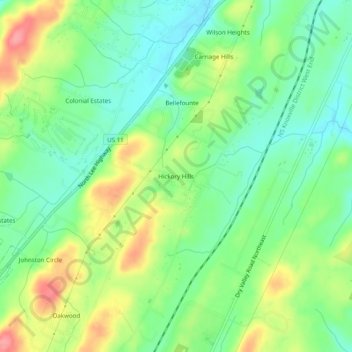 Carte topographique Hickory Hills, altitude, relief