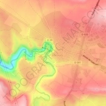 Carte topographique Trou de Bozouls, altitude, relief