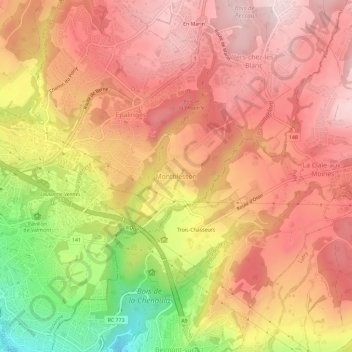 Carte topographique Montblesson, altitude, relief