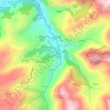 Carte topographique La Pedrosa, altitude, relief