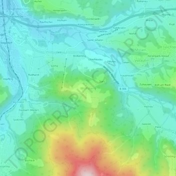 Carte topographique Wolfsberg, altitude, relief