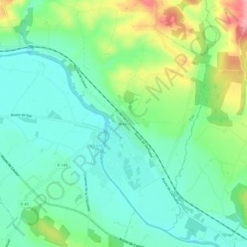 Carte topographique Brazis, altitude, relief
