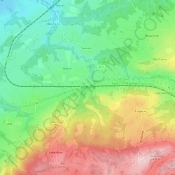 Carte topographique Biesenberg, altitude, relief