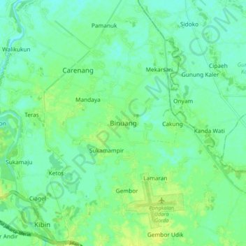 Carte topographique Binuang, altitude, relief