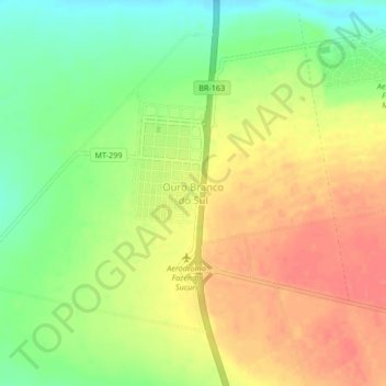 Carte topographique Ouro Branco do Sul, altitude, relief