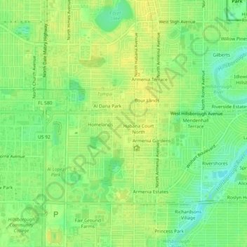 Carte topographique Avondale, altitude, relief