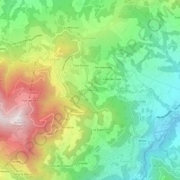 Carte topographique La Tintoria, altitude, relief