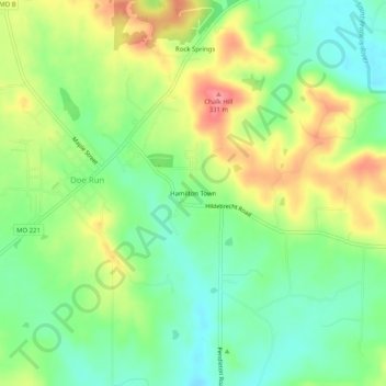Carte topographique Hamilton Town, altitude, relief