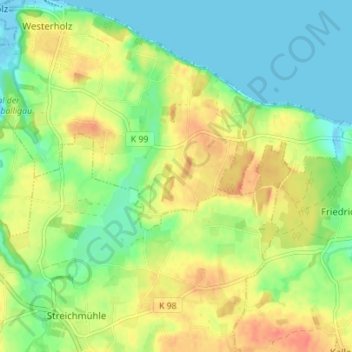 Carte topographique Kiekut, altitude, relief