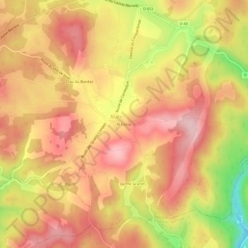 Carte topographique Al Cloup, altitude, relief