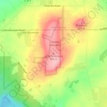 Carte topographique Little Mountain, altitude, relief
