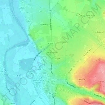 Carte topographique Le Champêtre, altitude, relief