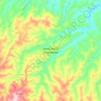 Carte topographique Santa María Chiquimula, altitude, relief