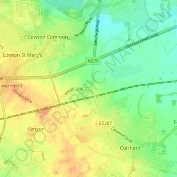 Carte topographique Diggle Green, altitude, relief