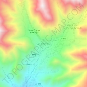 Carte topographique Casa Rosada, altitude, relief