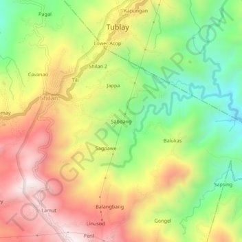 Carte topographique Sabdang, altitude, relief