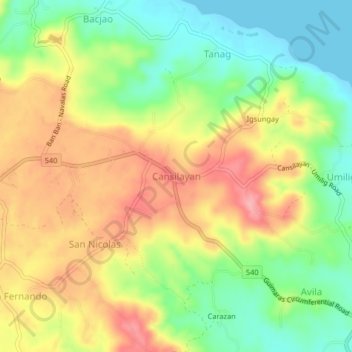 Carte topographique Cansilayan, altitude, relief