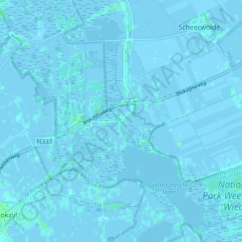 Carte topographique Muggenbeet, altitude, relief