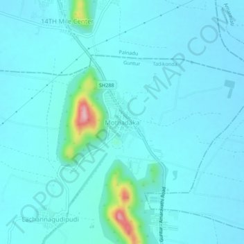 Carte topographique Mothadaka, altitude, relief